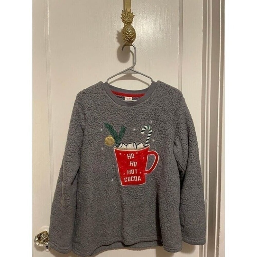 Secret Treasures Women’s Size Medium Ho Ho Ho Hot Chocolate Fuzzy Sweater